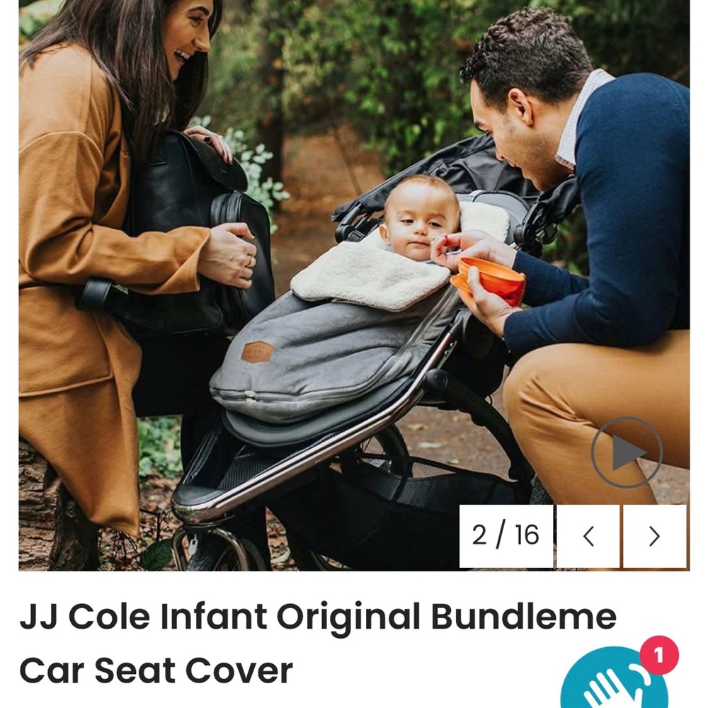 JJ Cole Gray Bundleme Car Seat Cover